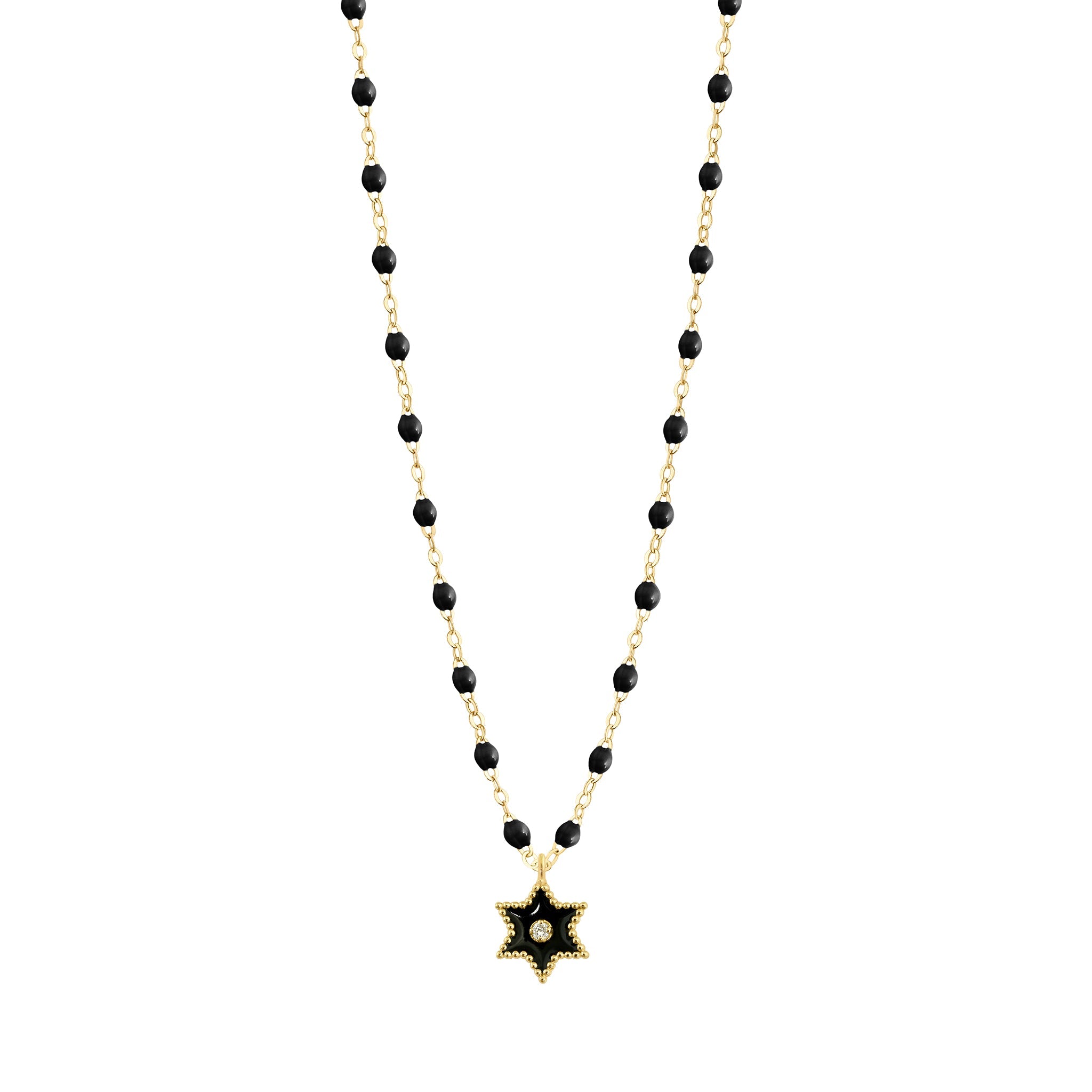 Gigi Clozeau - Étoile Diamond Necklace, Black, Yellow Gold, 16.5"