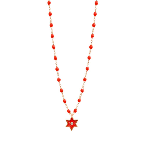 Gigi Clozeau - Étoile Diamond Necklace, Coral, Rose Gold, 16.5