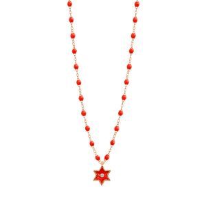 Gigi Clozeau - Étoile Diamond Necklace, Coral, Rose Gold, 16.5"