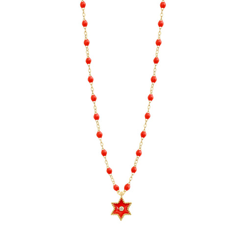 Gigi Clozeau - Étoile Diamond Necklace, Coral, Yellow Gold, 16.5