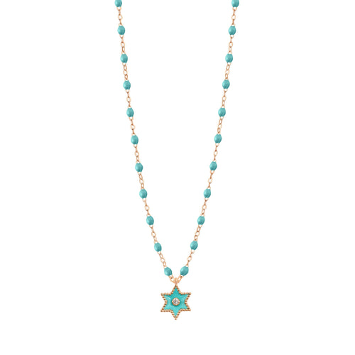 Gigi Clozeau - Étoile Diamond Necklace, Turquoise Green, Rose Gold, 16.5