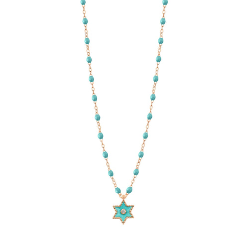 Gigi Clozeau - Étoile Diamond Necklace, Turquoise Green, Rose Gold, 16.5