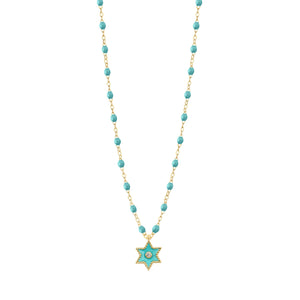 Gigi Clozeau - Étoile Diamond Necklace, Turquoise Green, Yellow Gold, 16.5"