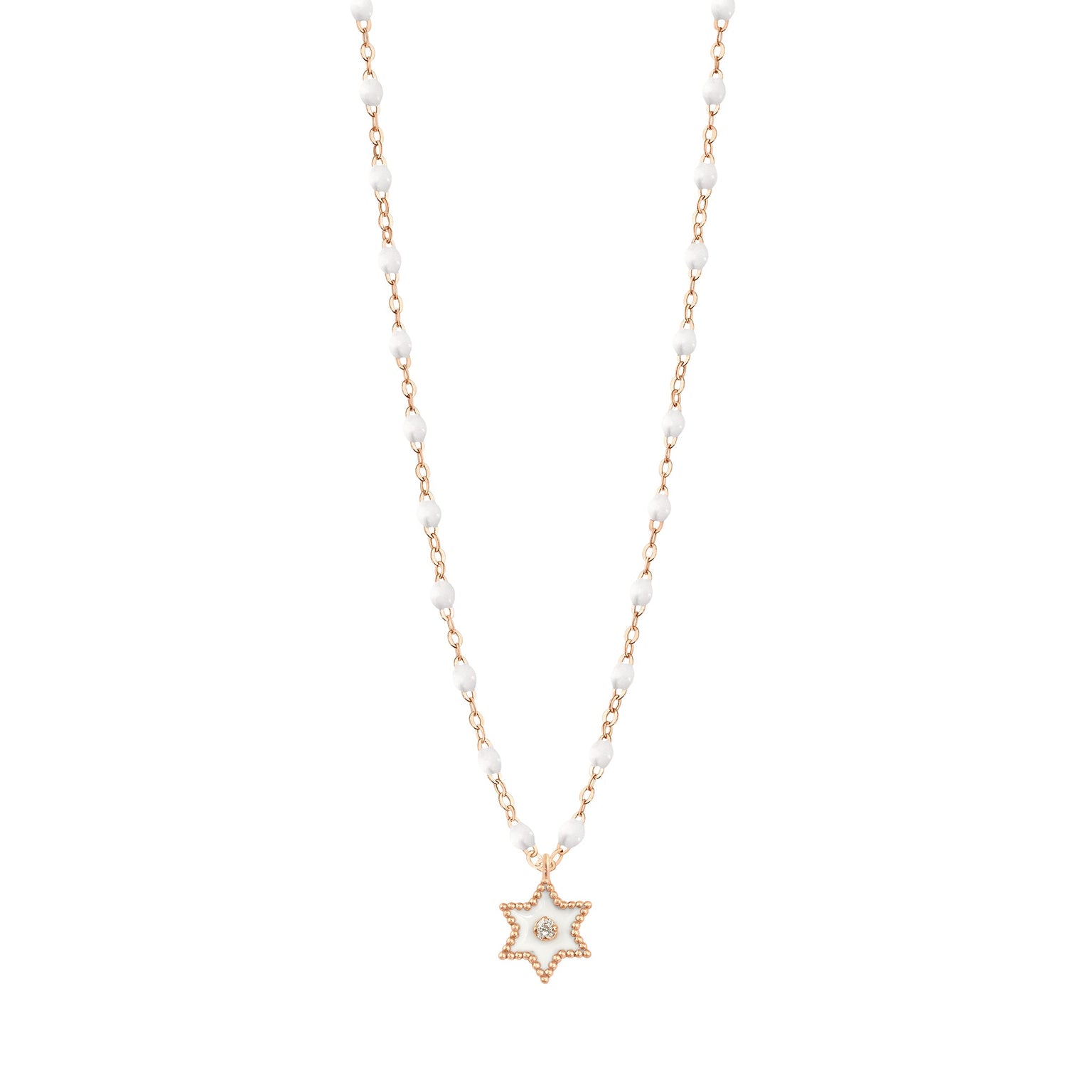 Gigi Clozeau - Étoile Diamond Necklace, White, Rose Gold, 16.5"