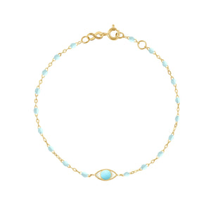Gigi Clozeau - Eye Classic Gigi Baby Blue bracelet, Yellow Gold, 6.7"