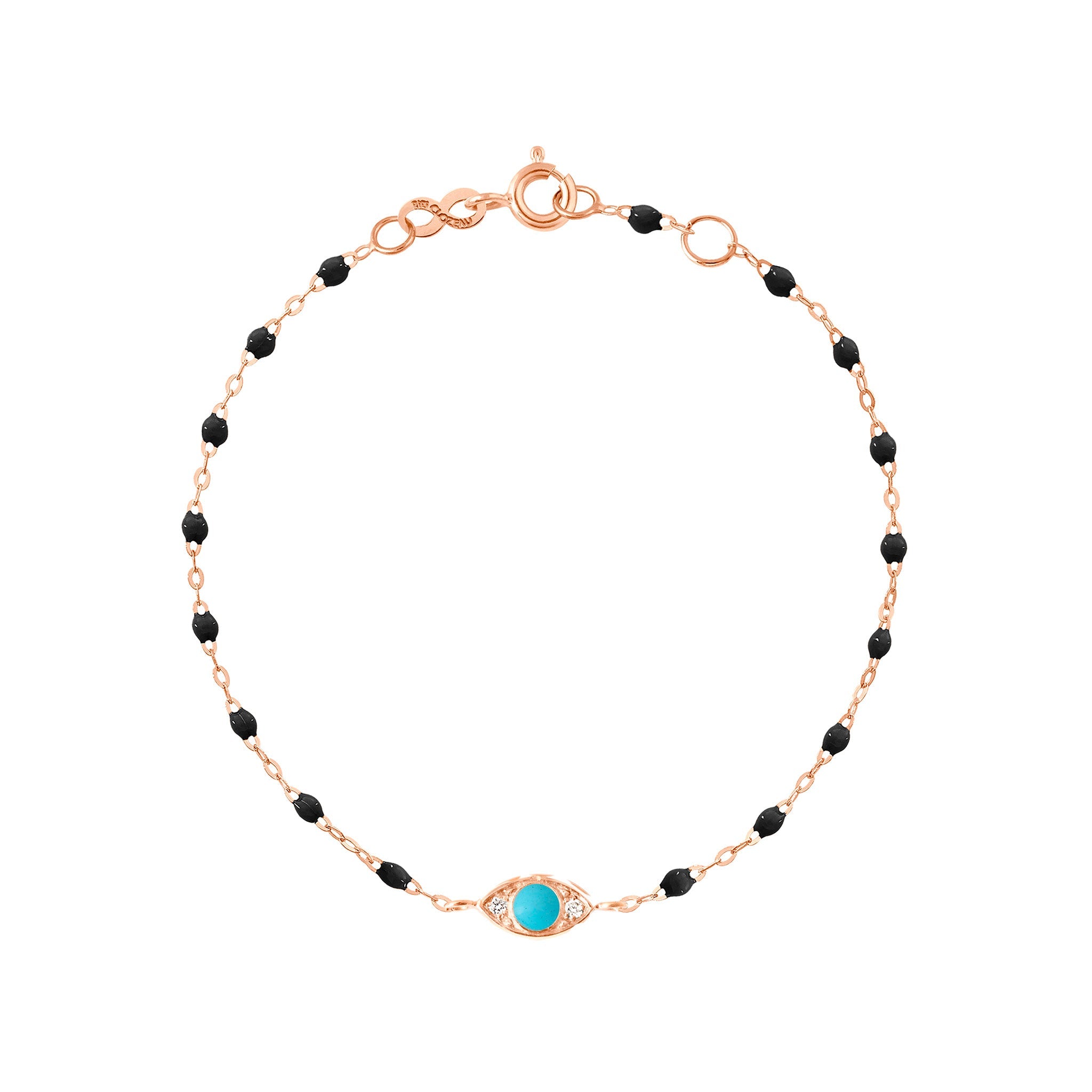 Gigi Clozeau - Eye Sparkle Diamond Bracelet, Black, Rose Gold, 6.7"