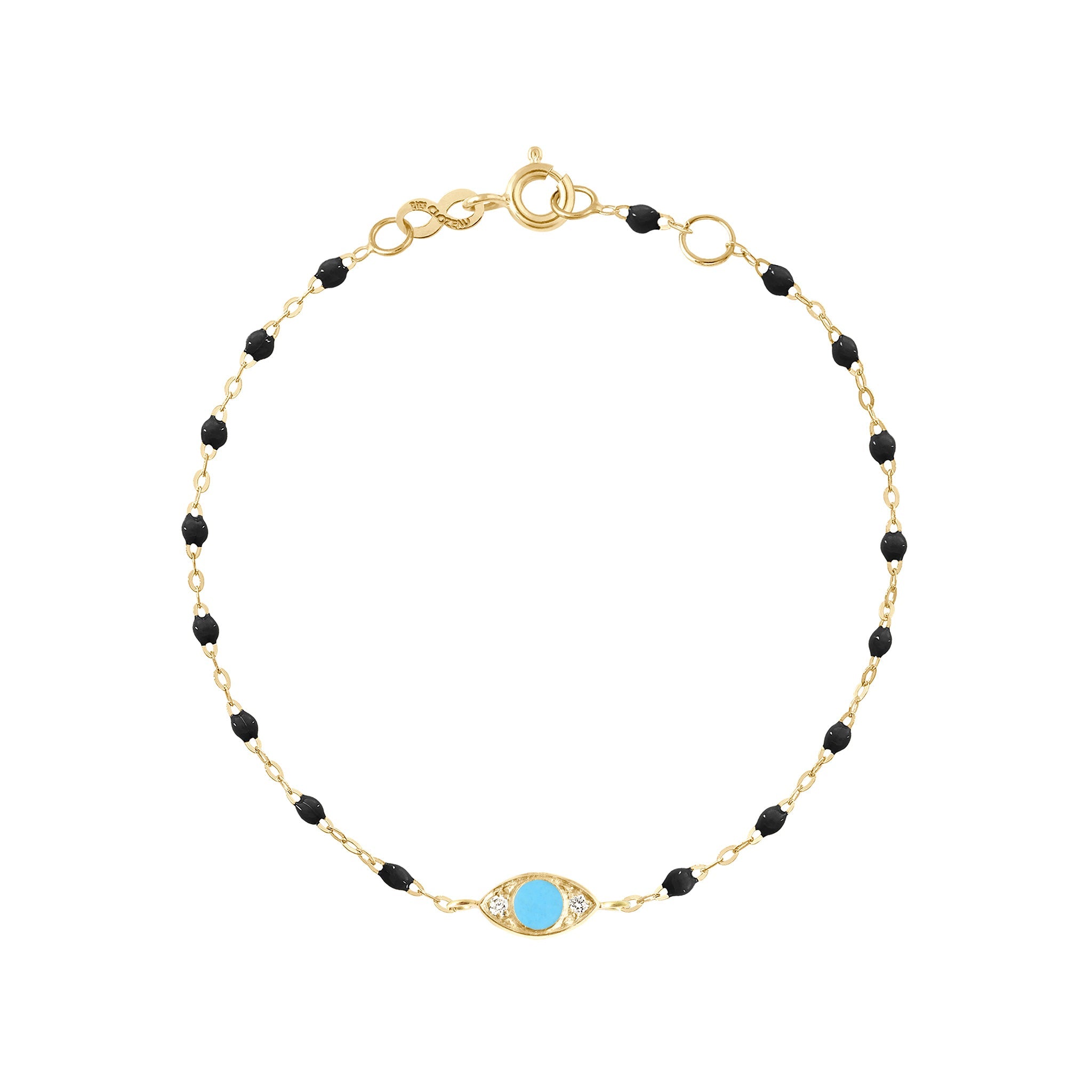 Gigi Clozeau - Eye Sparkle Diamond Bracelet, Black, Yellow Gold, 6.7"