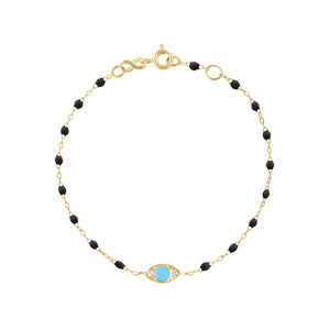 Gigi Clozeau - Eye Sparkle Diamond Bracelet, Black, Yellow Gold, 6.7"