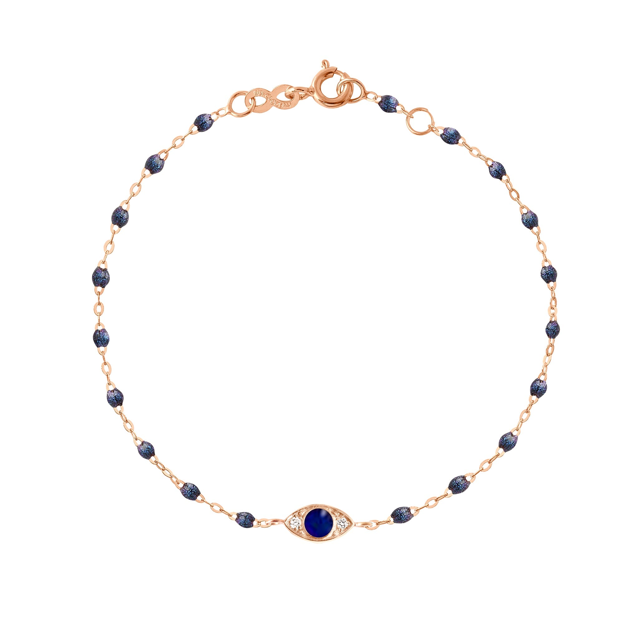 Gigi Clozeau - Eye Sparkle Diamond Bracelet, Midnight, Rose Gold, 6.7"