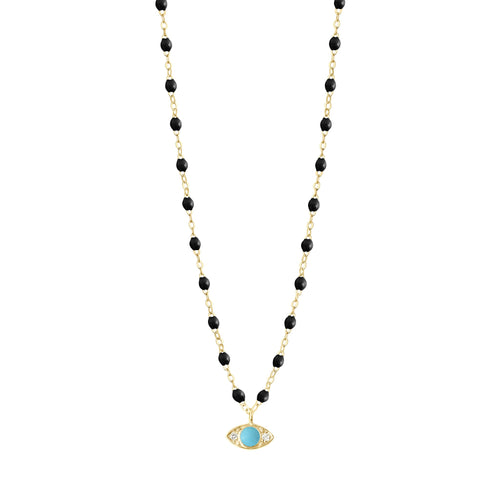 Gigi Clozeau - Eye Sparkle Diamond Necklace, Black, Yellow Gold, 16.5