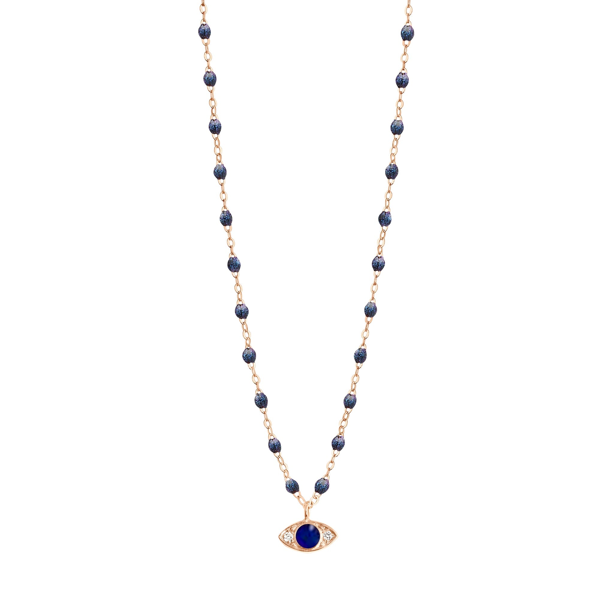 Gigi Clozeau - Eye Sparkle Diamond Necklace, Midnight, Rose Gold, 16.5"