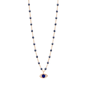 Gigi Clozeau - Eye Sparkle Diamond Necklace, Midnight, Rose Gold, 16.5"