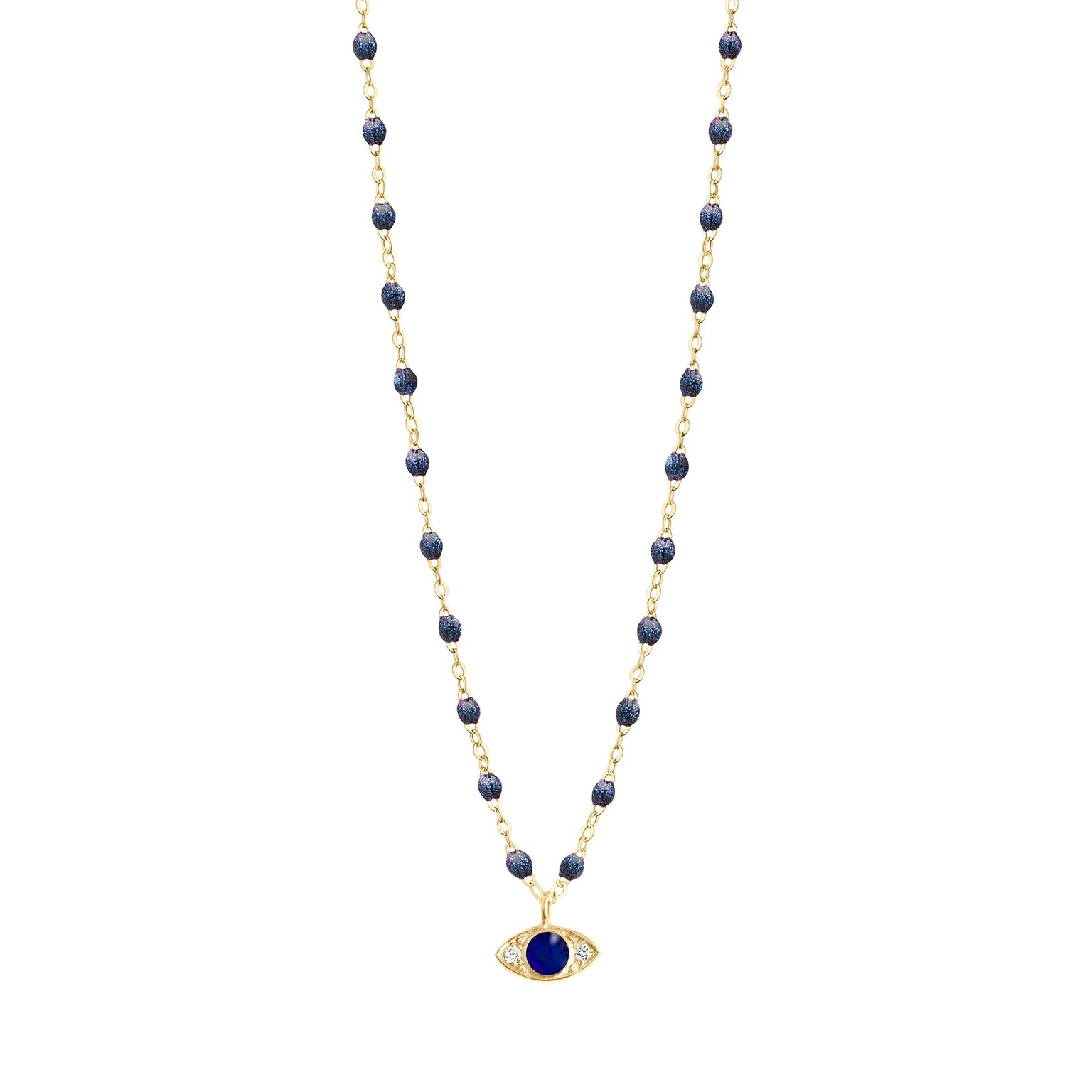 Gigi Clozeau - Eye Sparkle Diamond Necklace, Midnight, Yellow Gold, 16.5"