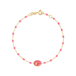 Gigi Clozeau - Flamingo Classic Gigi Pink bracelet, Yellow Gold, 6.7"