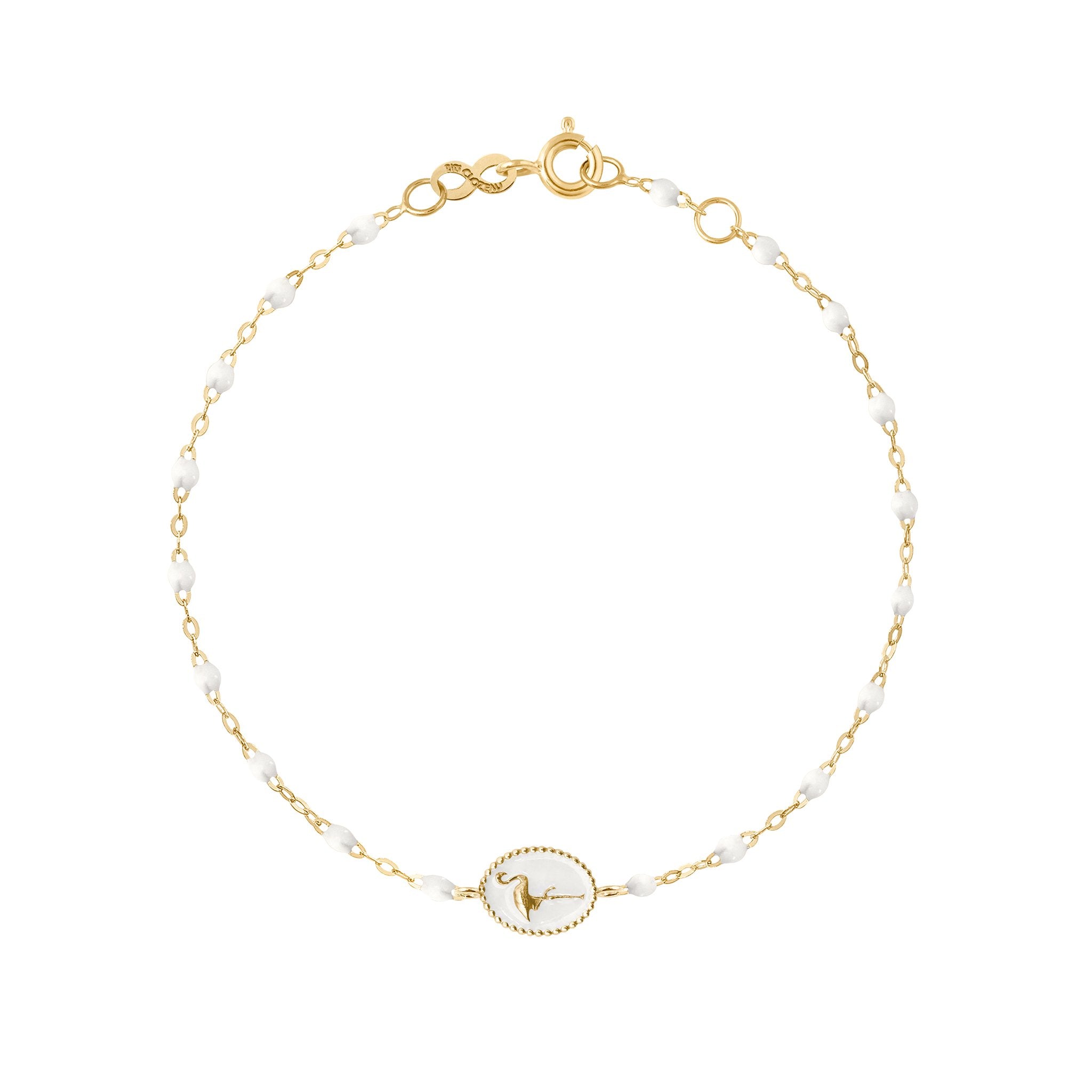Gigi Clozeau - Flamingo Classic Gigi White bracelet, Yellow Gold, 6.7"