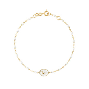 Gigi Clozeau - Flamingo Classic Gigi White bracelet, Yellow Gold, 6.7"