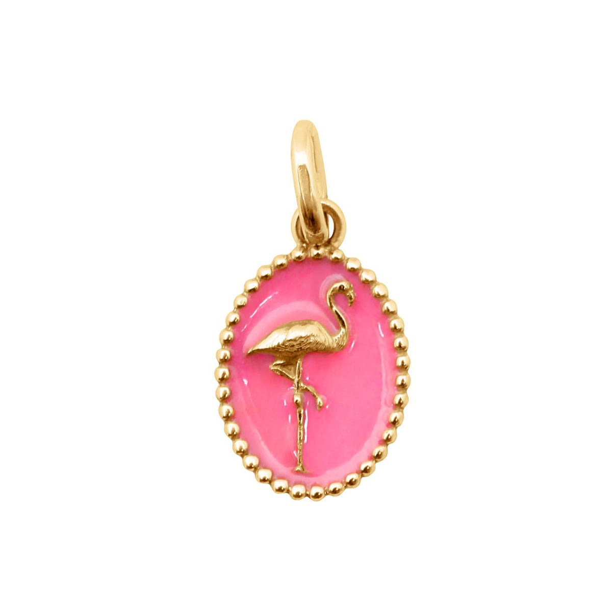 Flamingo Pink Resin pendant, Yellow Gold | Gigi Clozeau - Luxury