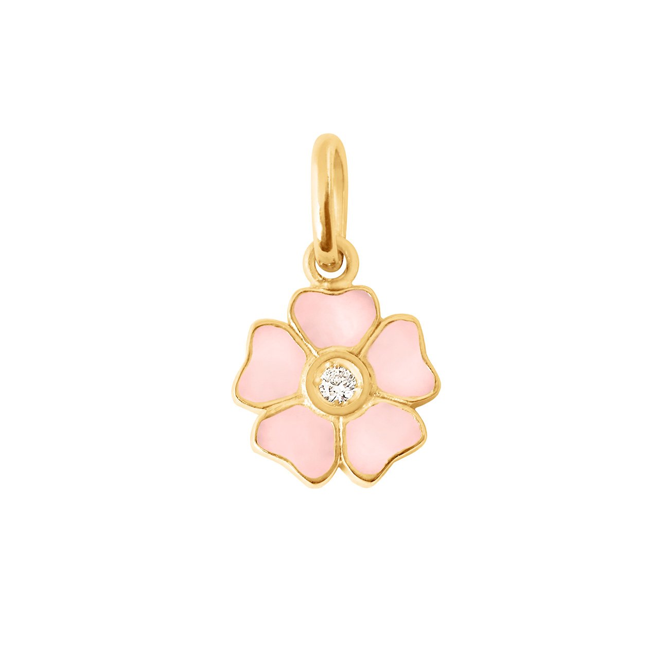 Gigi Clozeau - Flower Baby Pink diamond pendant, Yellow Gold