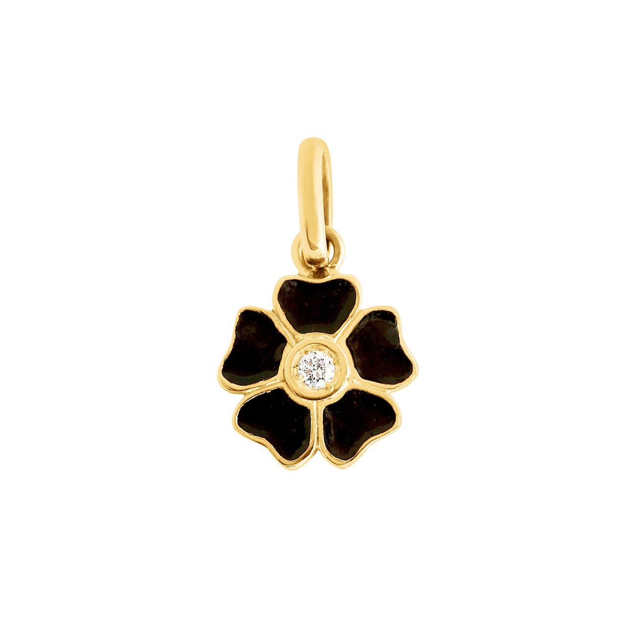Gigi Clozeau - Flower Black diamond pendant, Yellow Gold