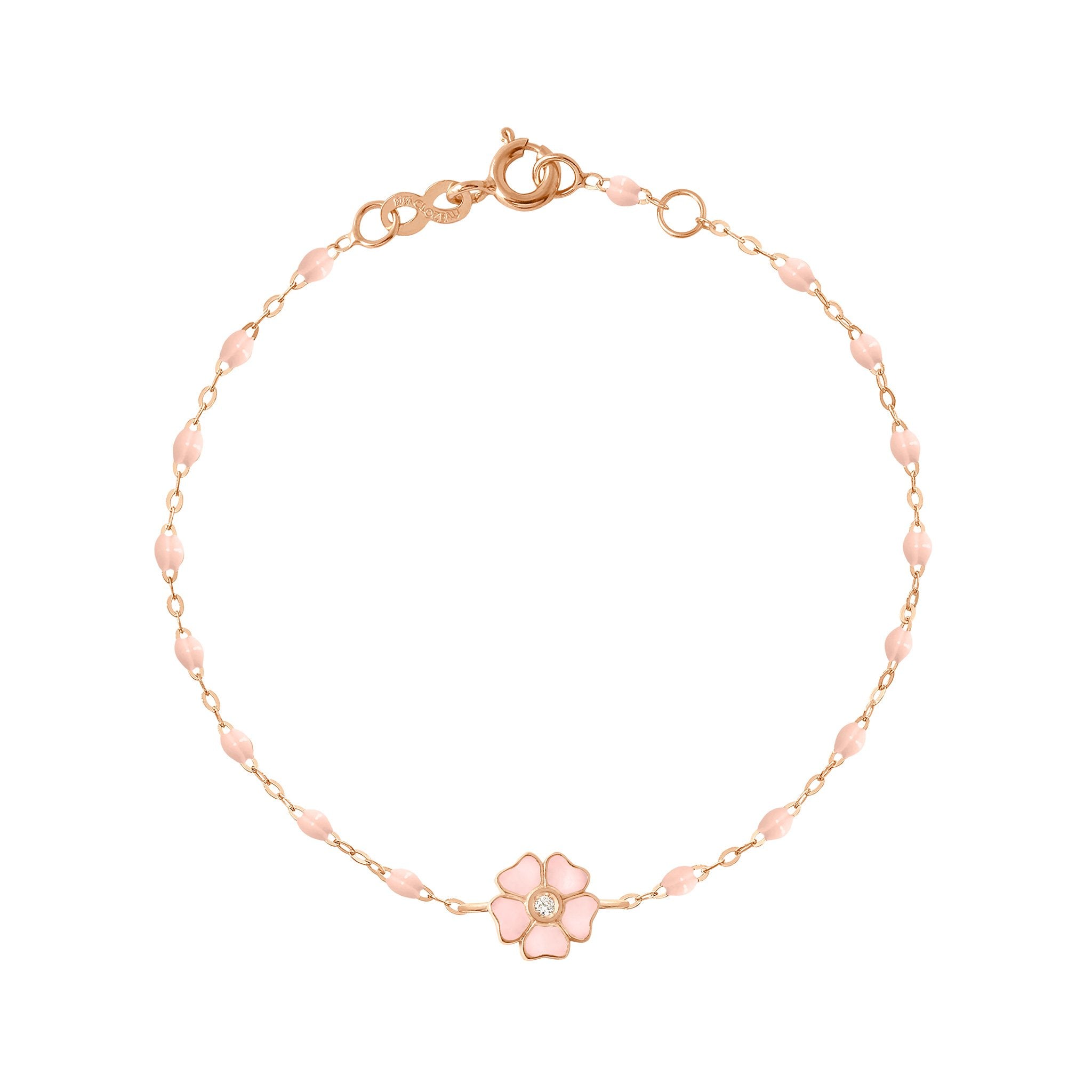 Gigi Clozeau - Flower Classic Gigi Baby Pink diamond bracelet, Rose Gold, 6.7"