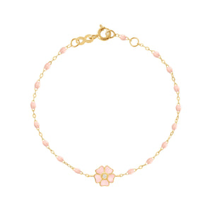Gigi Clozeau - Flower Classic Gigi Baby Pink diamond bracelet, Yellow Gold, 6.7"