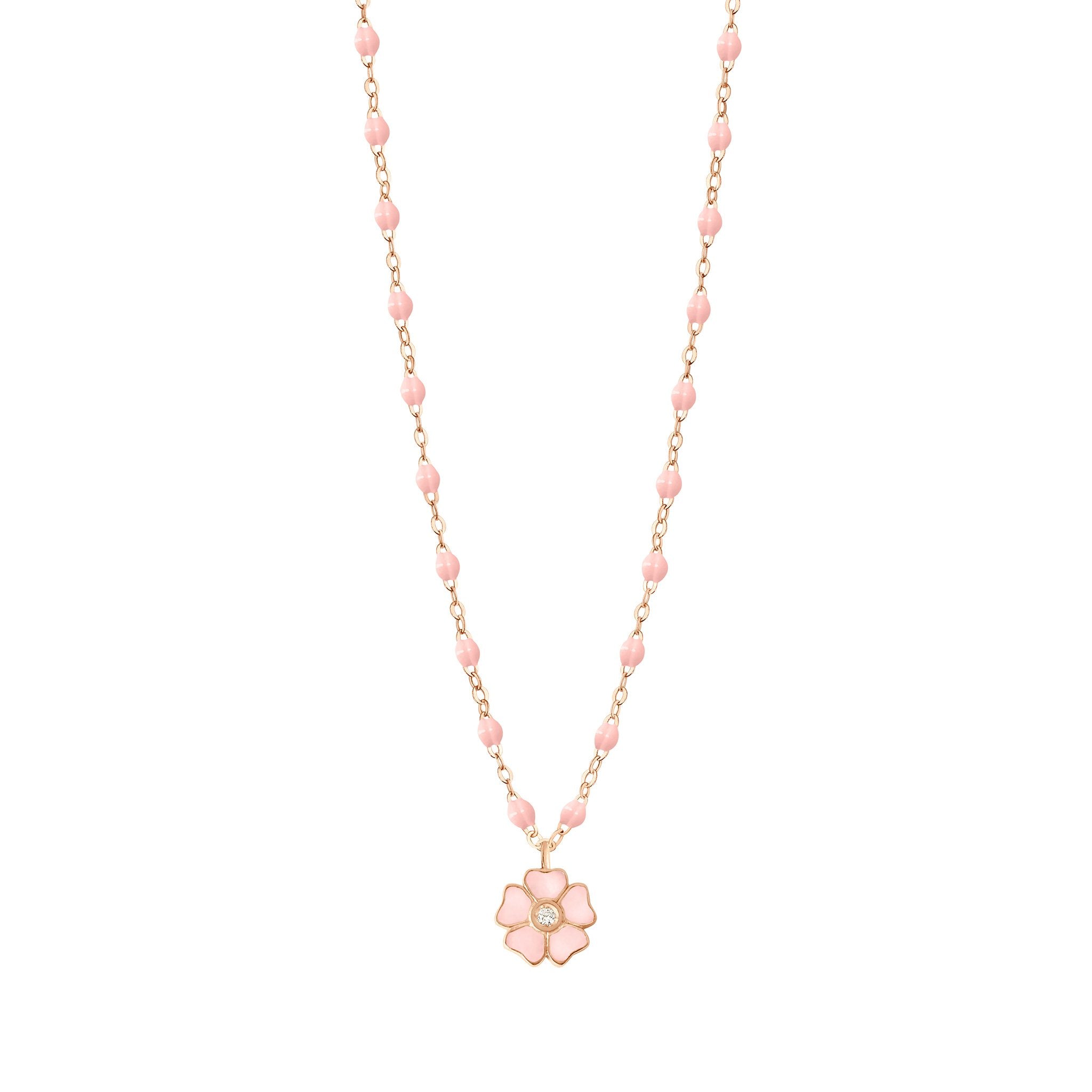 Gigi Clozeau - Flower Classic Gigi Baby Pink diamond necklace, Rose Gold, 16.5"