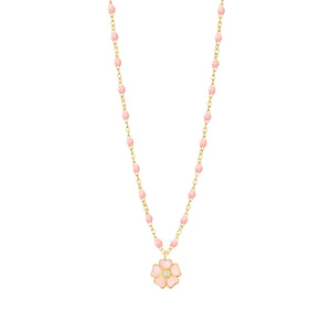 Gigi Clozeau - Flower Classic Gigi Baby Pink diamond necklace, Yellow Gold, 16.5"
