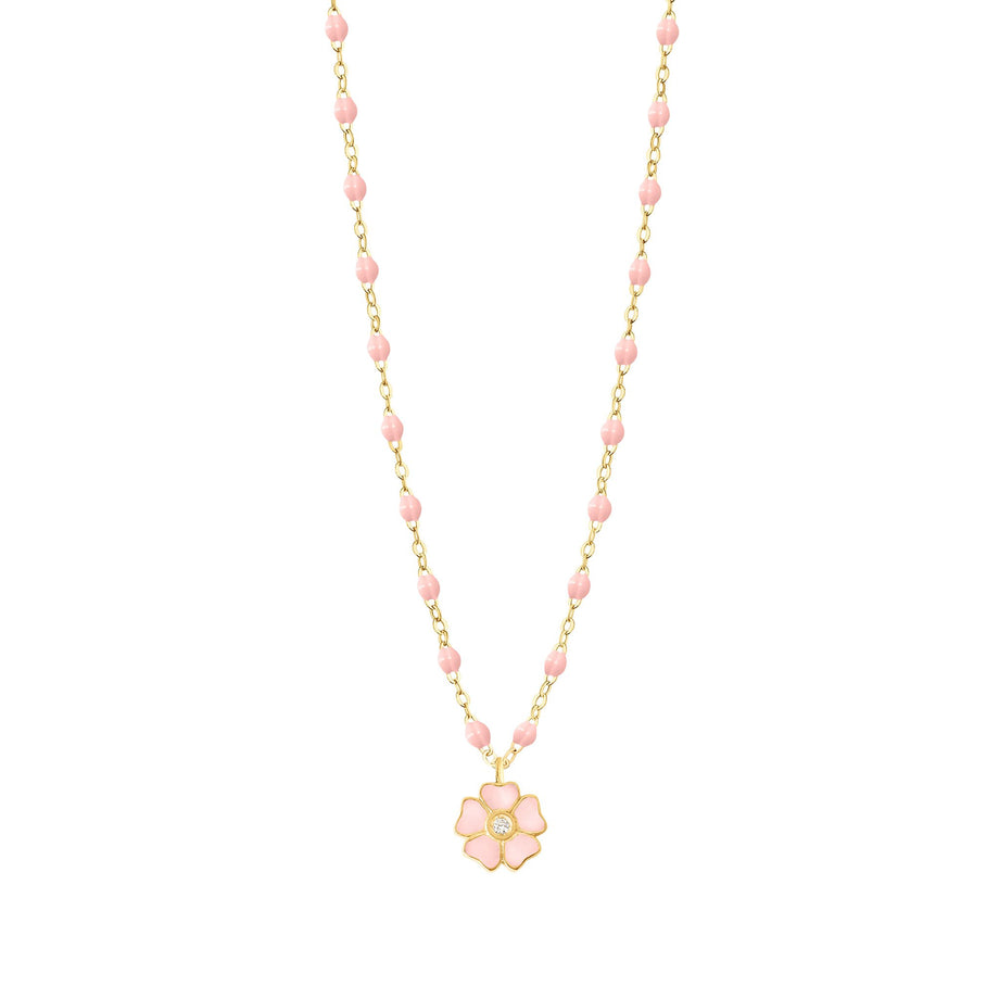 Gigi Clozeau - Flower Classic Gigi Baby Pink diamond necklace, Yellow Gold, 16.5