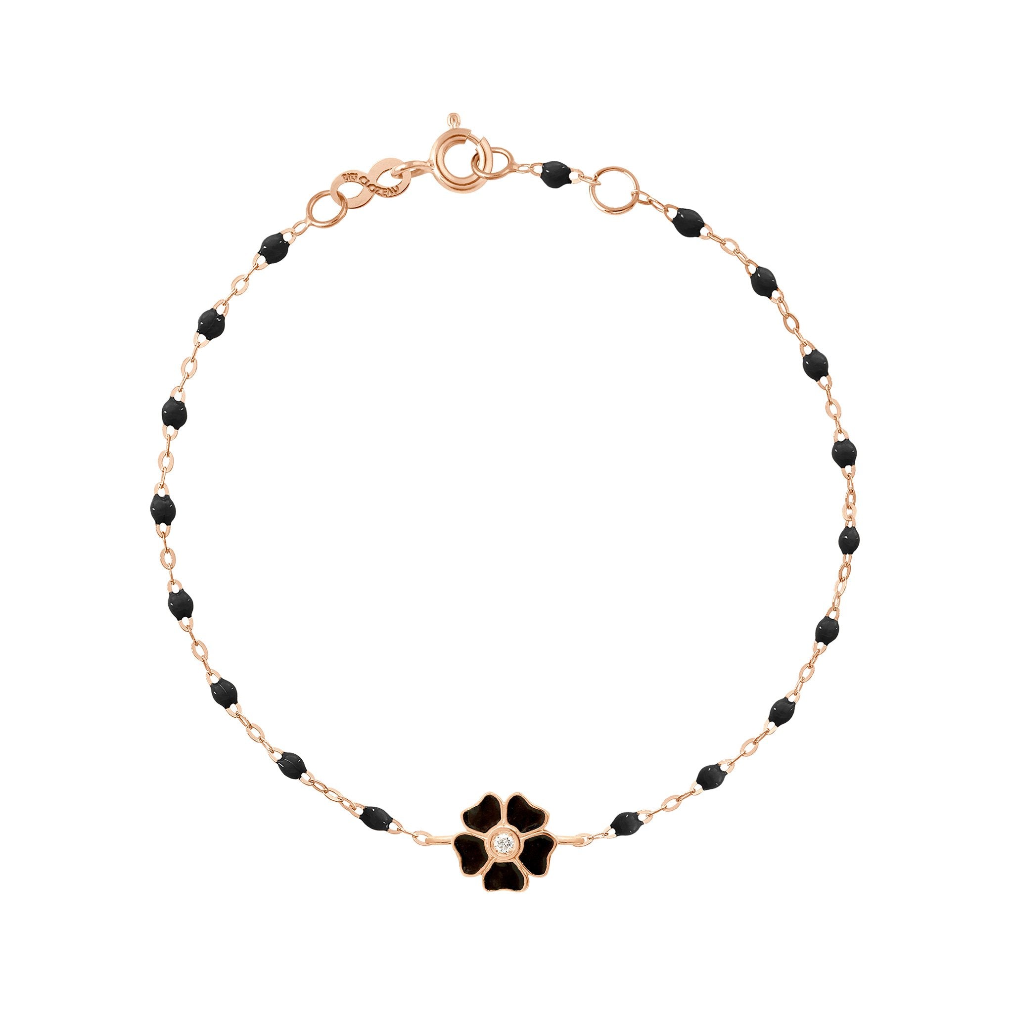 Gigi Clozeau - Flower Classic Gigi Black diamond bracelet, Rose Gold, 6.7"