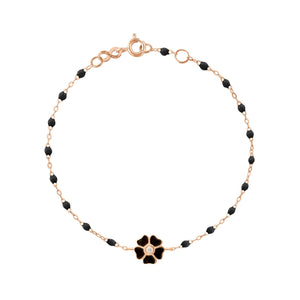 Gigi Clozeau - Flower Classic Gigi Black diamond bracelet, Rose Gold, 6.7"