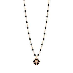Gigi Clozeau - Flower Classic Gigi Black diamond necklace, Rose Gold, 16.5"