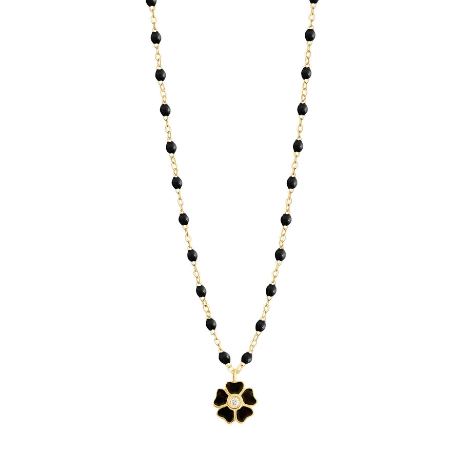 Gigi Clozeau - Flower Classic Gigi Black diamond necklace, Yellow Gold, 16.5