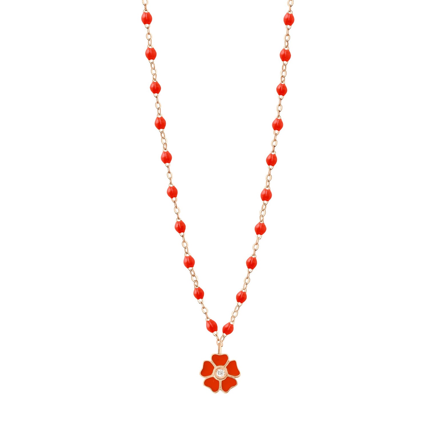 Gigi Clozeau - Flower Classic Gigi Coral diamond necklace, Rose Gold, 16.5"