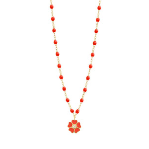 Gigi Clozeau - Flower Classic Gigi Coral diamond necklace, Yellow Gold, 16.5"