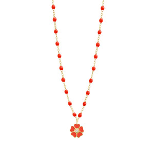 Gigi Clozeau - Flower Classic Gigi Coral diamond necklace, Yellow Gold, 16.5"