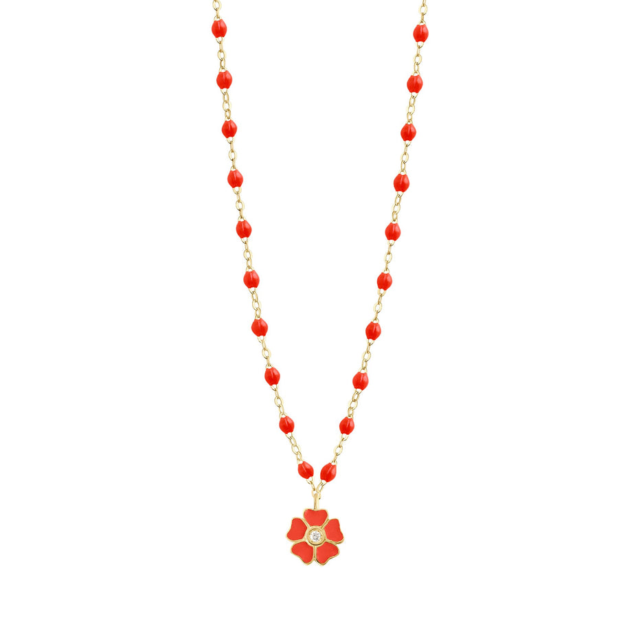 Gigi Clozeau - Flower Classic Gigi Coral diamond necklace, Yellow Gold, 16.5
