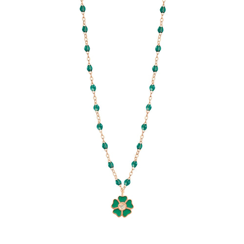 Gigi Clozeau - Flower Classic Gigi Emerald Diamond Necklace, Rose Gold, 16.5