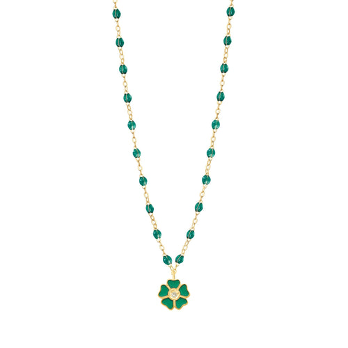 Gigi Clozeau - Flower Classic Gigi Emerald Diamond Necklace, Yellow Gold, 16.5