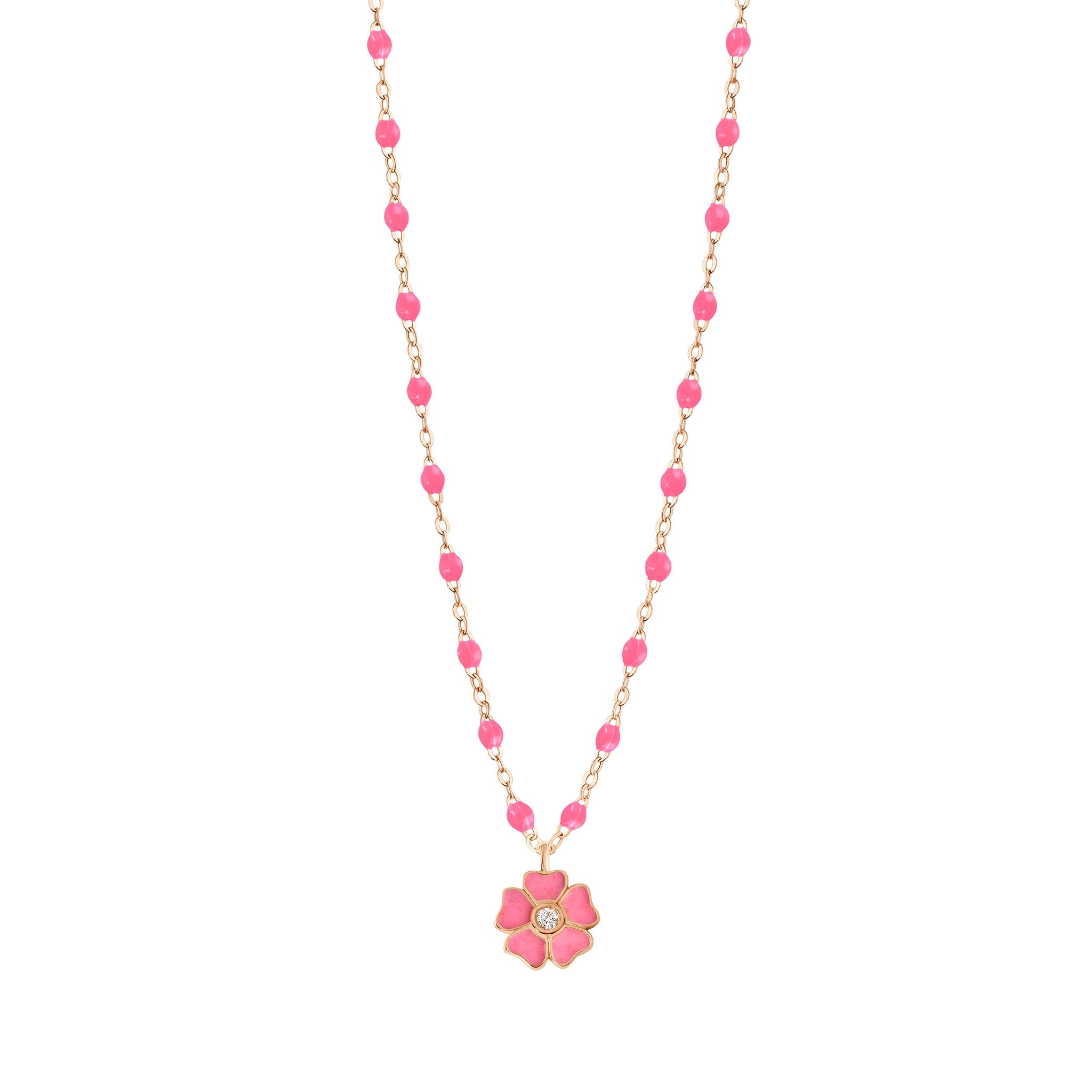 Gigi Clozeau - Flower Classic Gigi Pink diamond necklace, Rose Gold, 16.5"