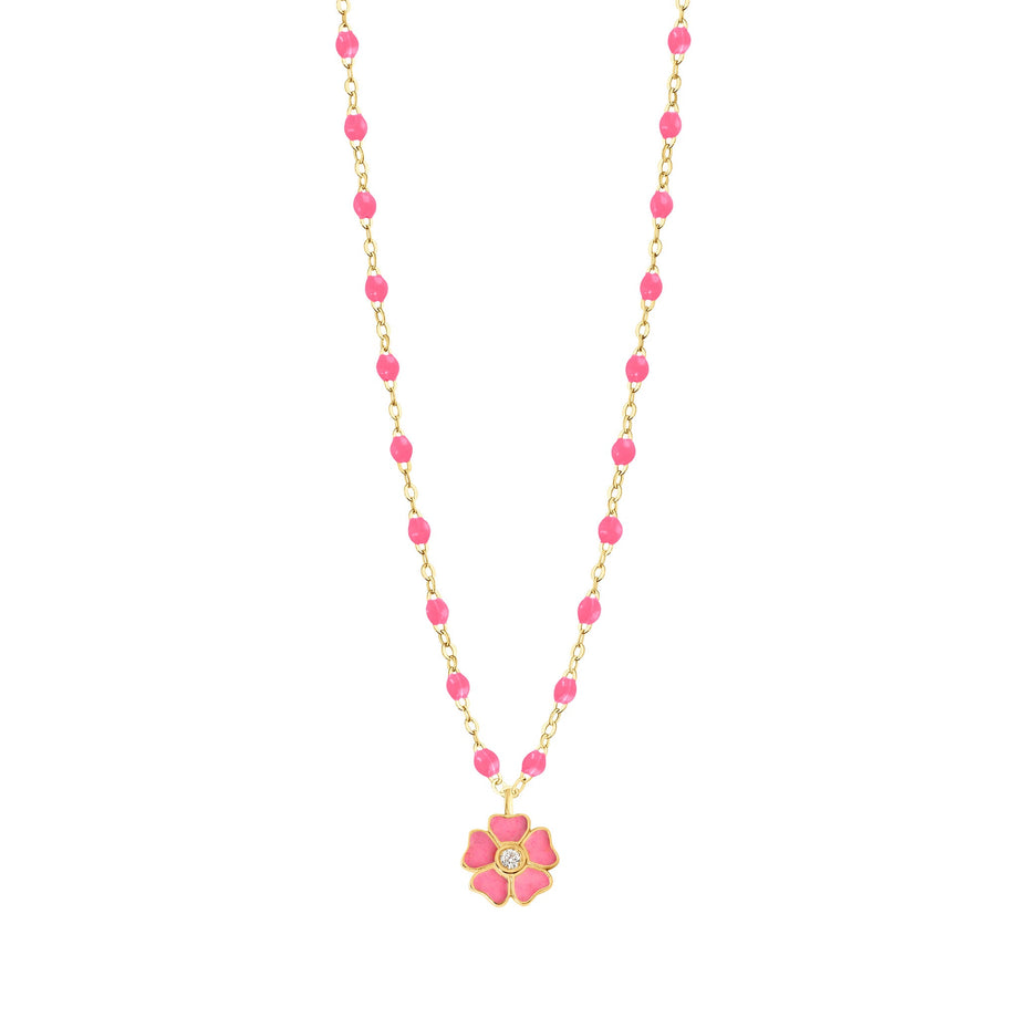 Gigi Clozeau - Flower Classic Gigi Pink diamond necklace, Yellow Gold, 16.5