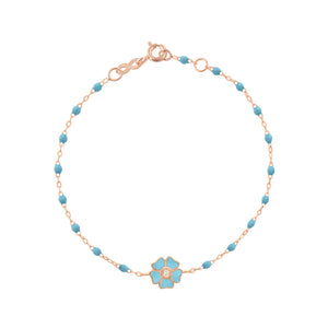 Gigi Clozeau - Flower Classic Gigi Turquoise diamond bracelet, Rose Gold, 6.7"