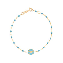 Gigi Clozeau - Flower Classic Gigi Turquoise diamond bracelet, Yellow Gold, 6.7"