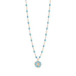 Gigi Clozeau - Flower Classic Gigi Turquoise diamond necklace, Rose Gold, 16.5"