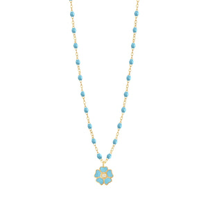 Gigi Clozeau - Flower Classic Gigi Turquoise diamond necklace, Yellow Gold, 16.5"