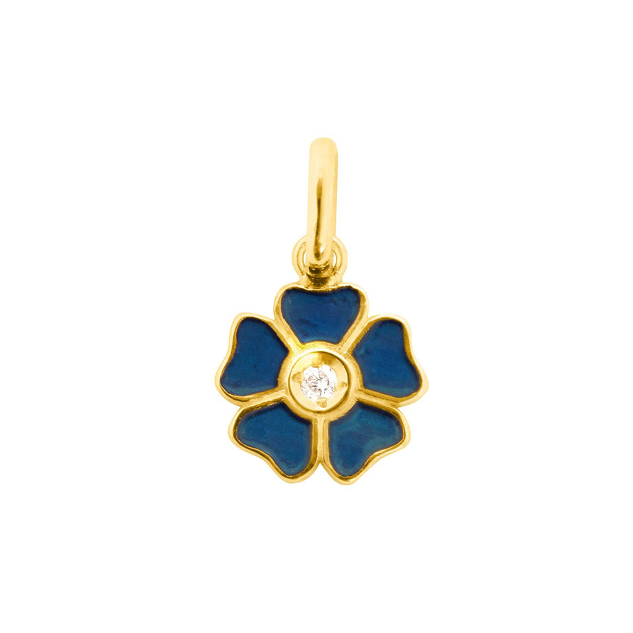 Gigi Clozeau - Flower Lapis Diamond Pendant, Yellow Gold