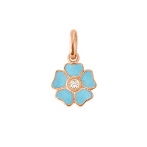 Gigi Clozeau - Flower Turquoise diamond pendant, Rose Gold