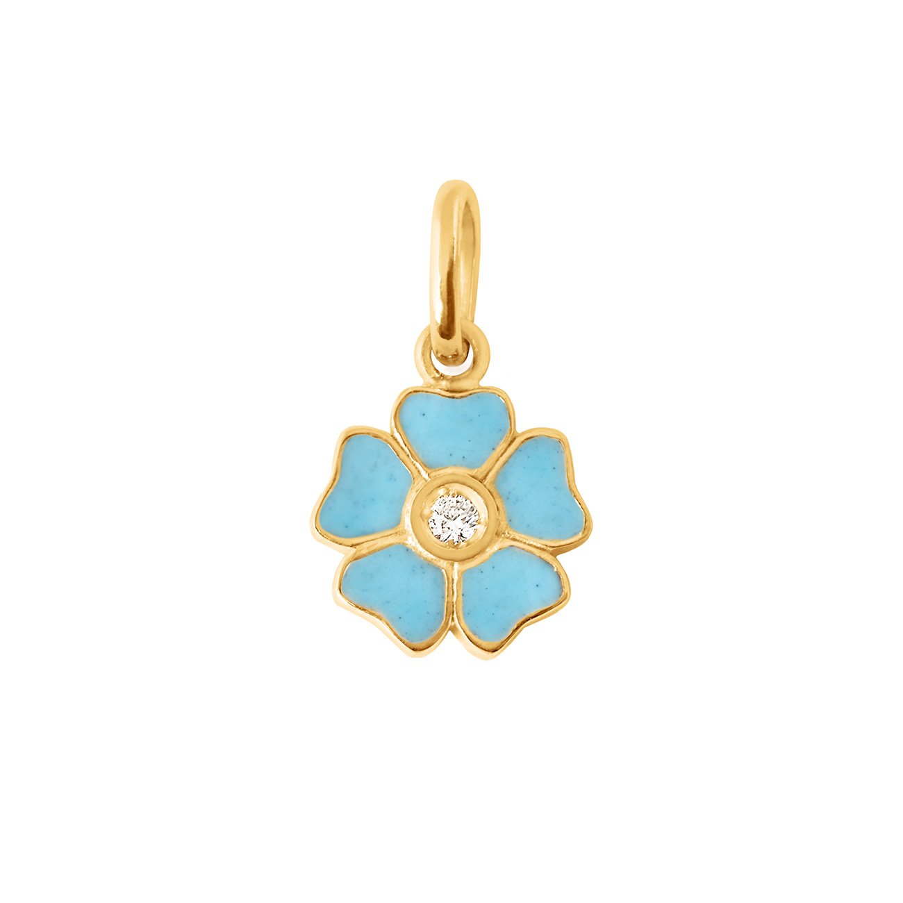 Gigi Clozeau - Flower Turquoise diamond pendant, Yellow Gold