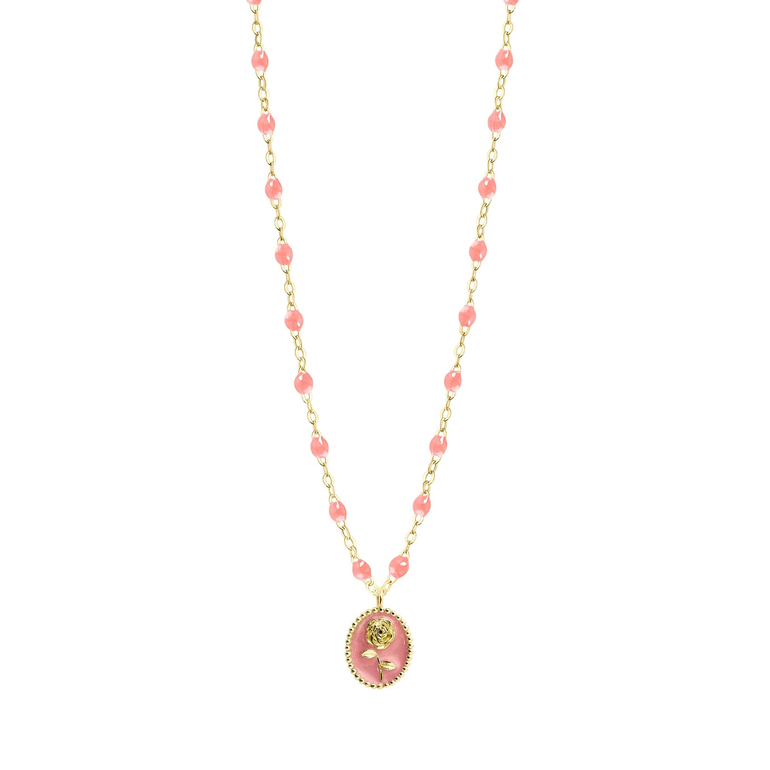 Gigi Clozeau - Fuchsia Rose Necklace, Yellow Gold, 16.5"