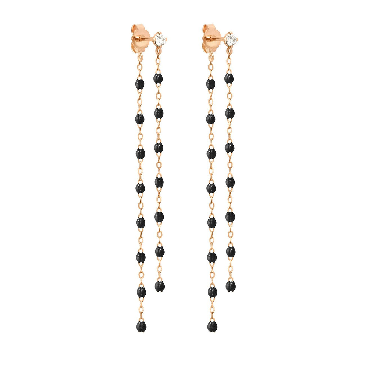 Classic Gigi dangling Black diamond earrings Rose Gold Gigi
