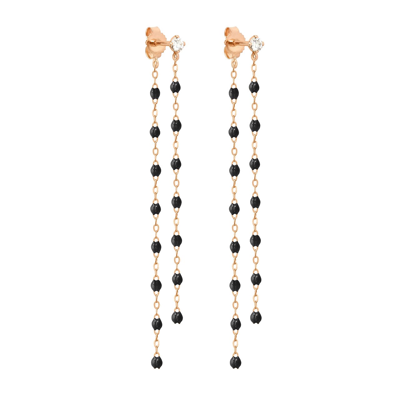 Gigi Clozeau - Classic Gigi dangling Black diamond earrings, Rose Gold